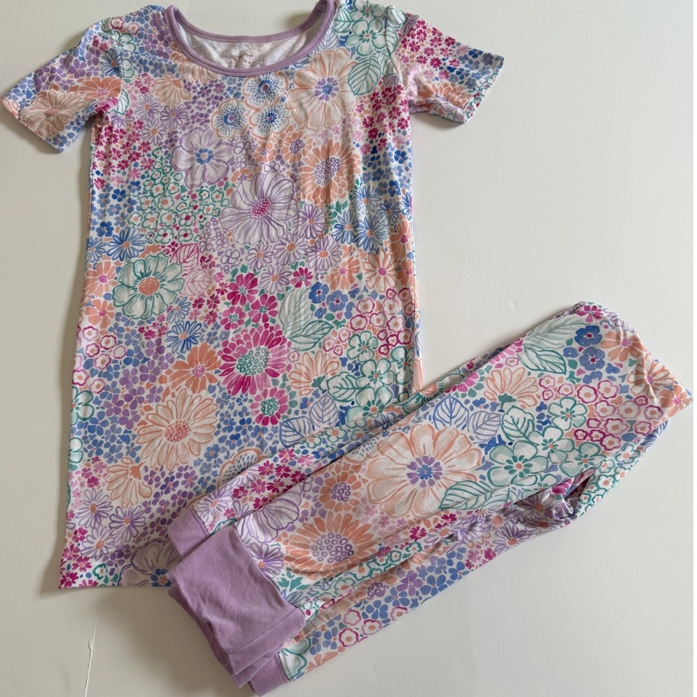 Little Sleepies Doodle Blooms Pajama Set Short Sleeve 12/14